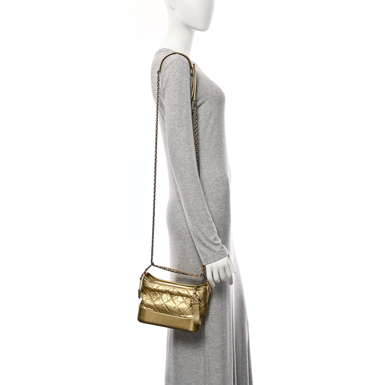 Chanel Metallic Aged Calfskin Quilted Small Gabrielle Hobo Gold 2 of 10