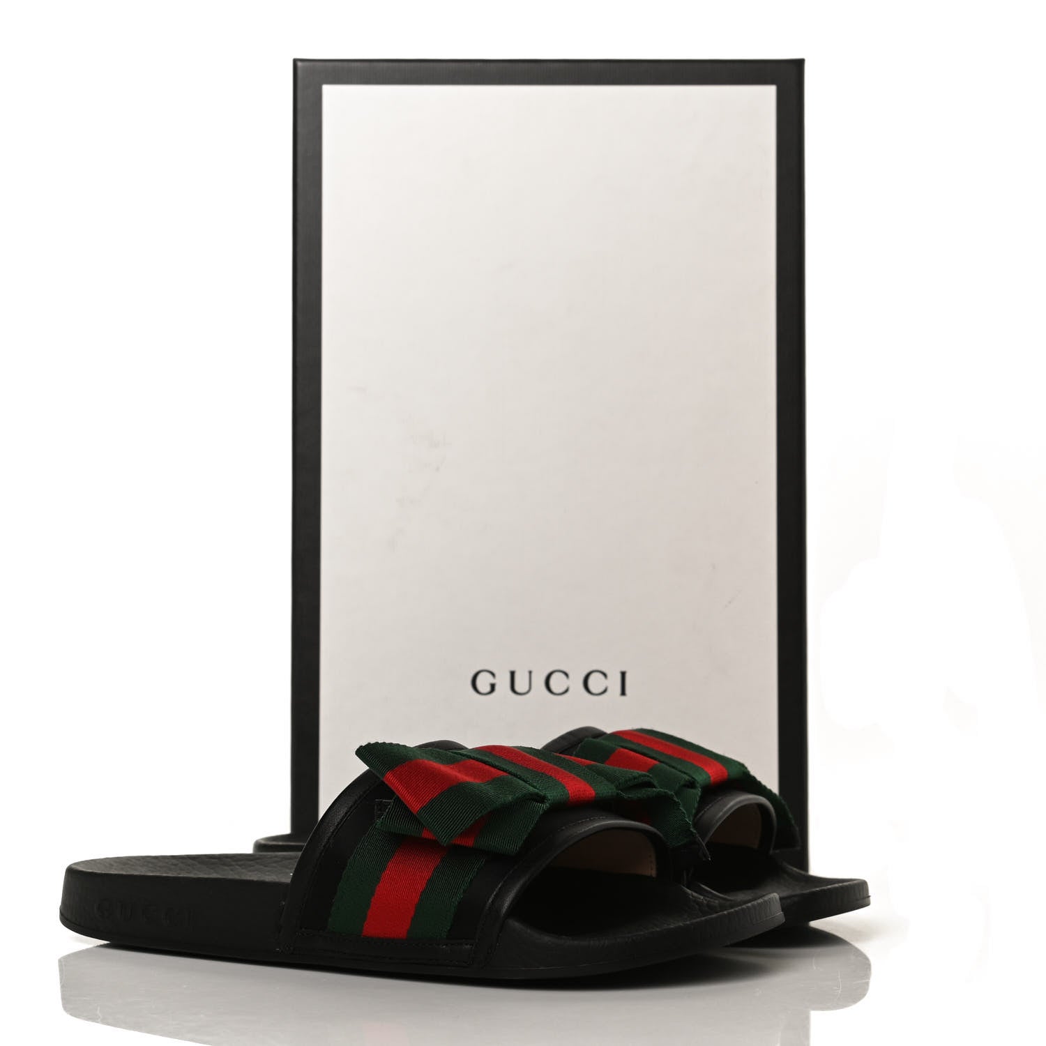 Gucci Satin Web Bow Slide Sandals 36 Black 12 of 12
