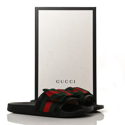 Gucci Satin Web Bow Slide Sandals 36 Black 12 of 12