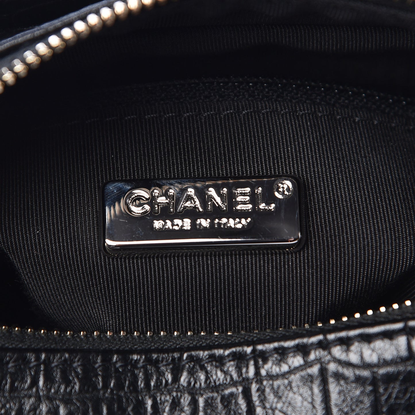 Calfskin Crocodile Embossed Small Gabrielle Cocodile Hobo Black