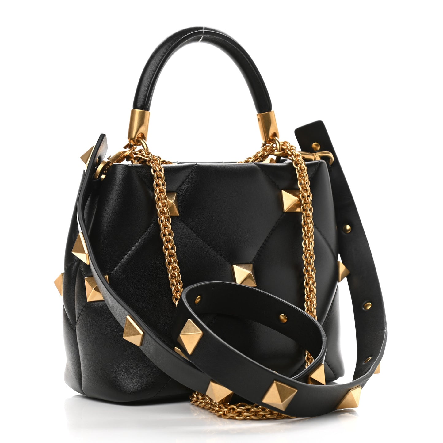 Nappa Small Roman Stud The Handle Bag Black