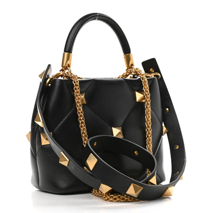 Valentino Garavani Nappa Small Roman Stud The Handle Bag Black 2 of 9