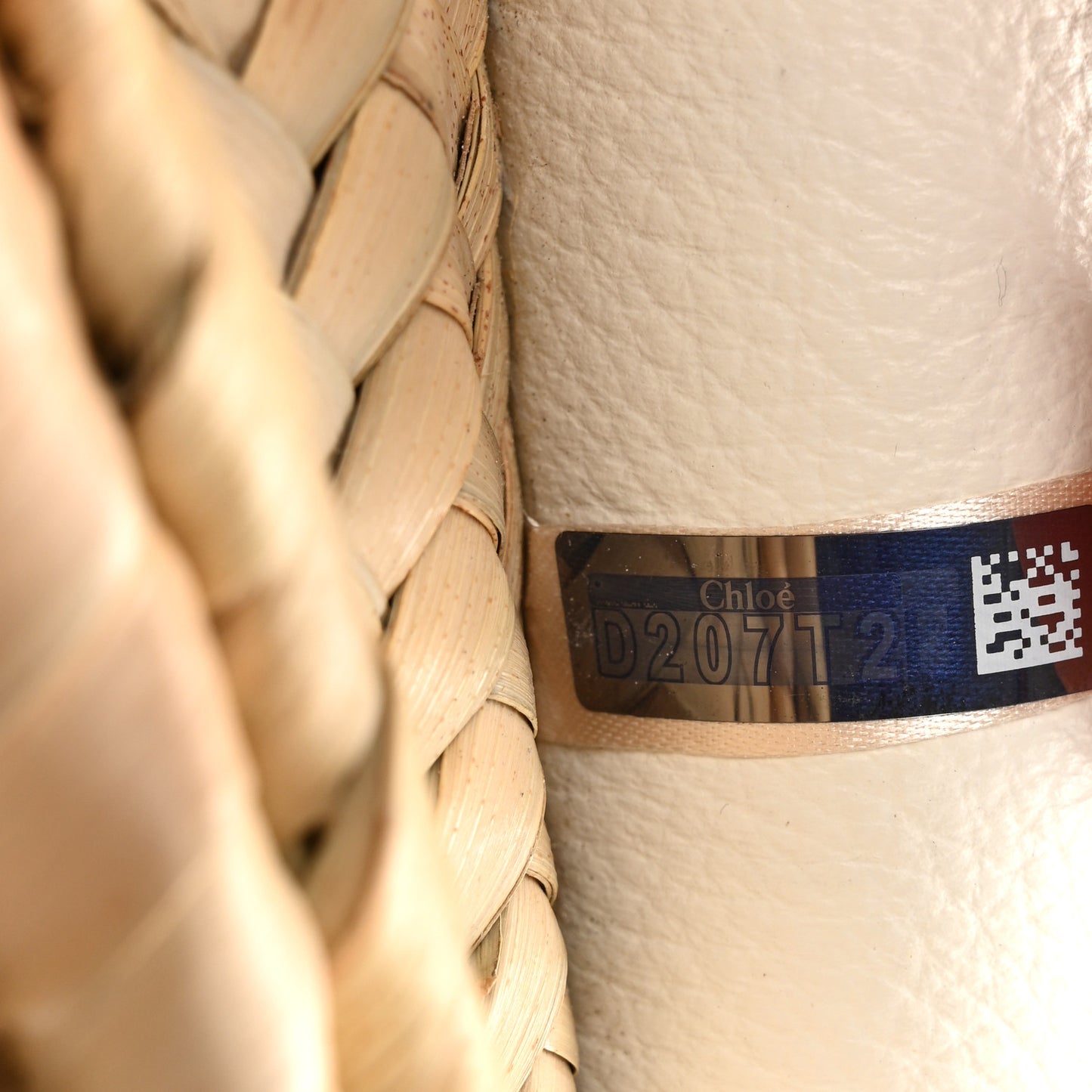 Raffia Calfskin Marcie Basket White