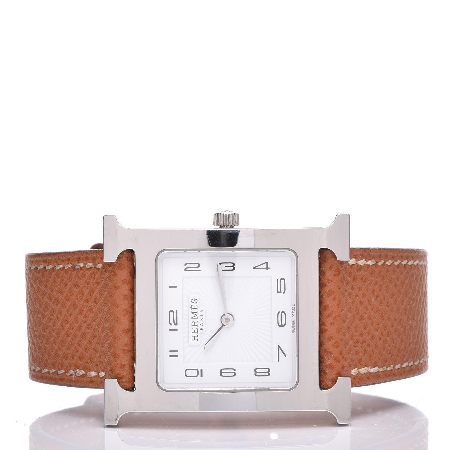 Hermes Stainless Steel Epsom 26mm Heure H Hour Quartz Watch Gold 3 of 10