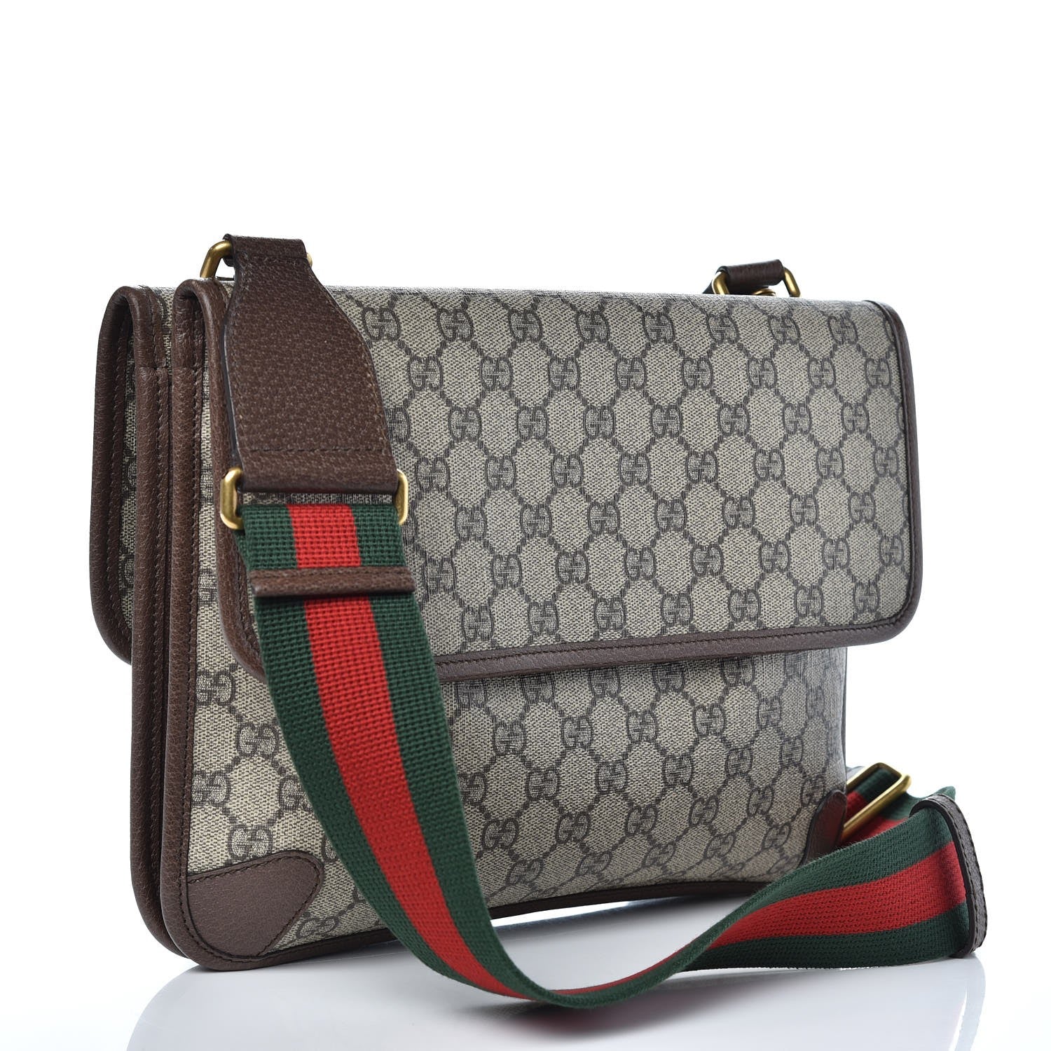Gucci GG Supreme Monogram Web Neo Vintage Double Flap Messenger Bag Beige New Acero 3 of 10