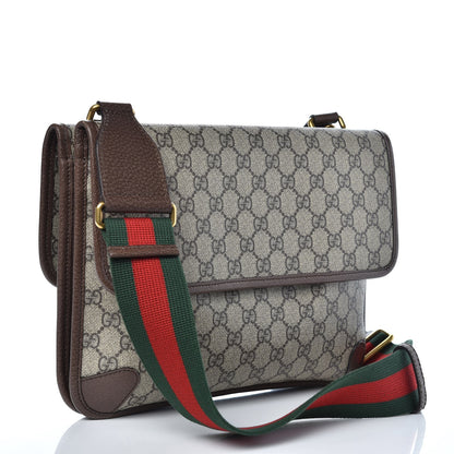Gucci GG Supreme Monogram Web Neo Vintage Double Flap Messenger Bag Beige New Acero 3 of 10