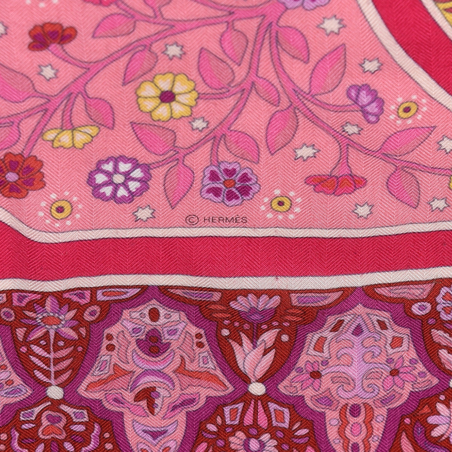 Cashmere Silk Aux Portes Du Palais Shawl 140 Framboise Rose Mauve
