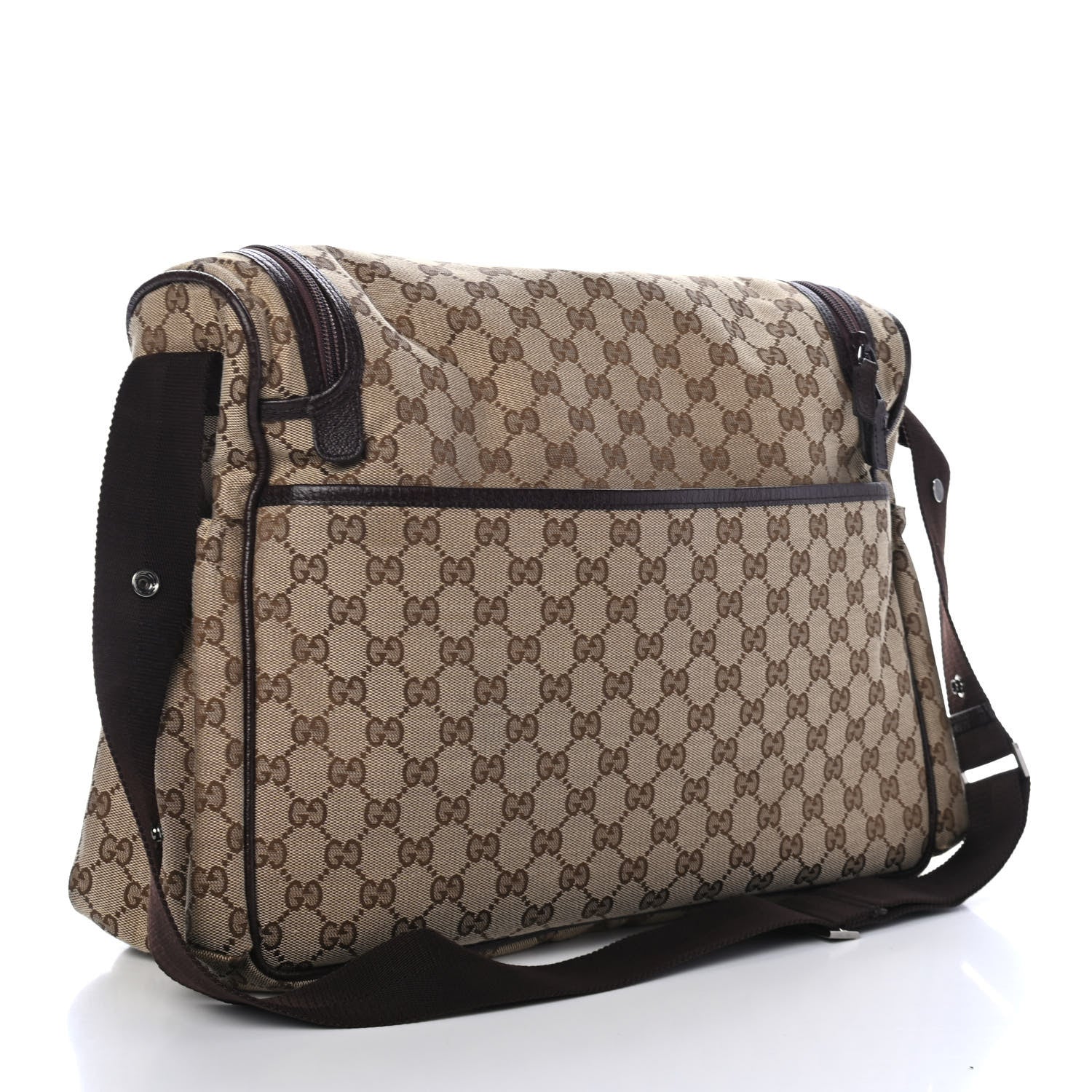 Gucci Monogram Natural Pigskin Large Diaper Bag Beige Ebony Cocoa Dark Chocolate 2 of 4