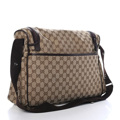 Gucci Monogram Natural Pigskin Large Diaper Bag Beige Ebony Cocoa Dark Chocolate 2 of 4