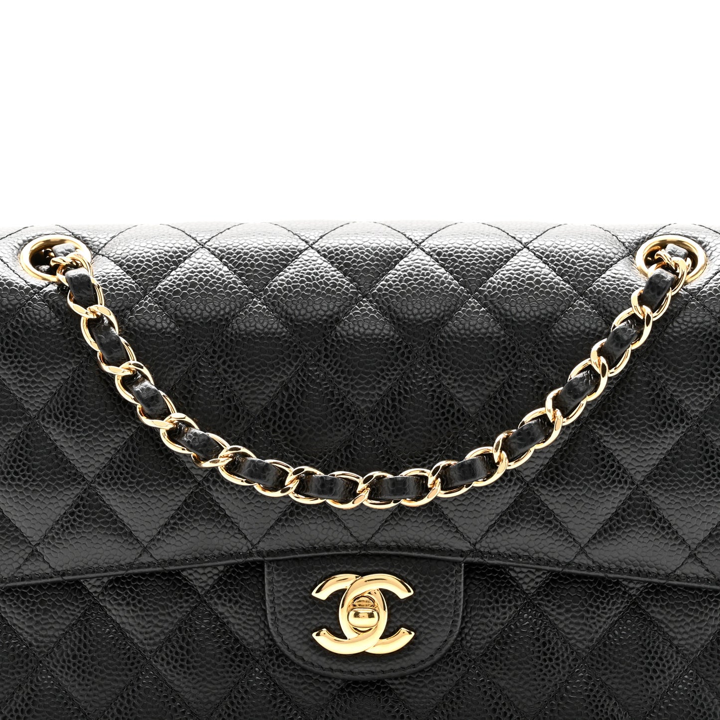 Caviar Quilted Medium Double Flap Black