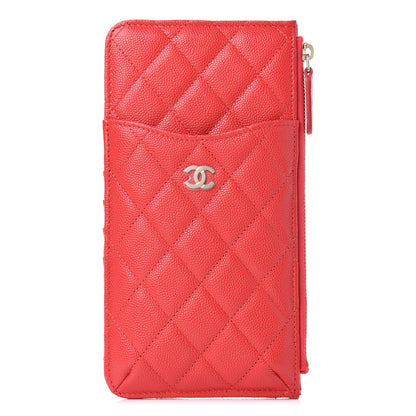 Chanel Caviar Quilted Classic Flat Wallet Pouch Red 1 of 8