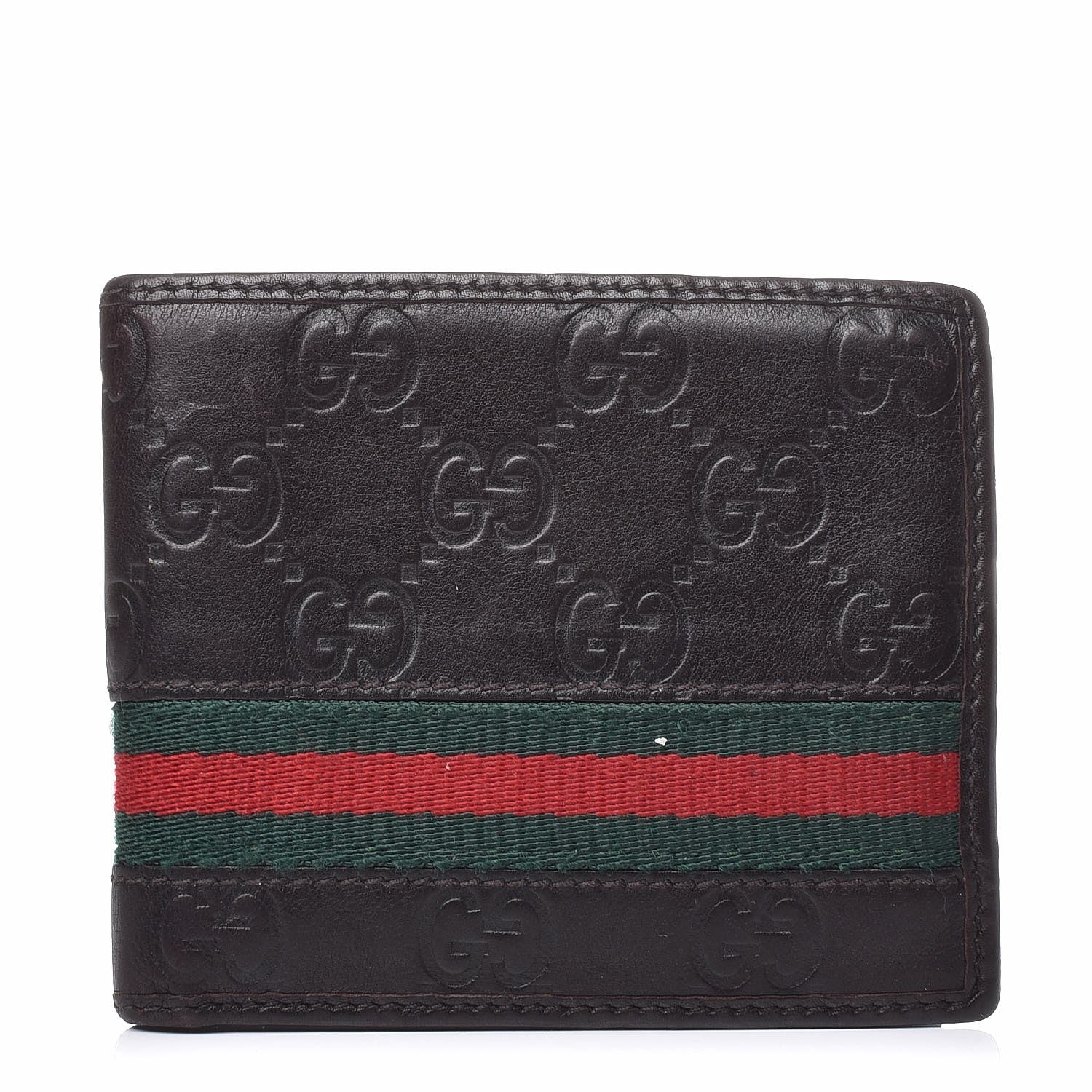 Gucci Guccissima Web Bi-Fold Wallet Brown 1 of 7
