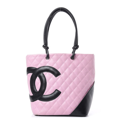 Chanel Calfskin Quilted Medium Cambon Tote Pink Black 1 of 16