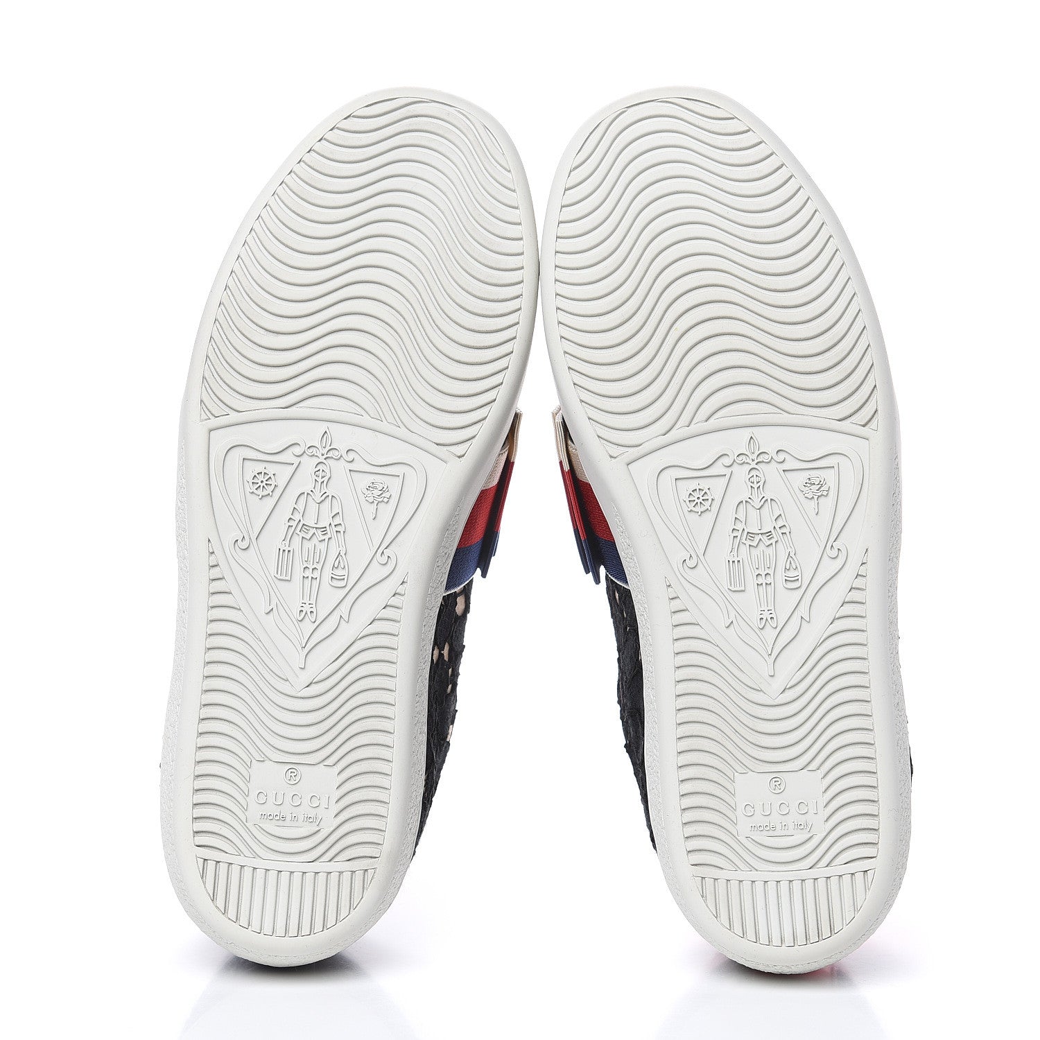 Gucci Lace Crystal Sylvie Web Flower Leaf Womens Ace Sneakers 34.5 Black Tan Beige 7 of 10