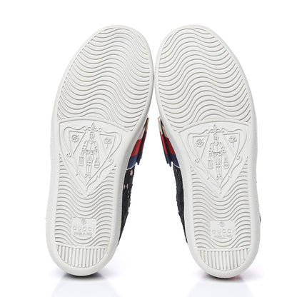 Gucci Lace Crystal Sylvie Web Flower Leaf Womens Ace Sneakers 34.5 Black Tan Beige 7 of 10