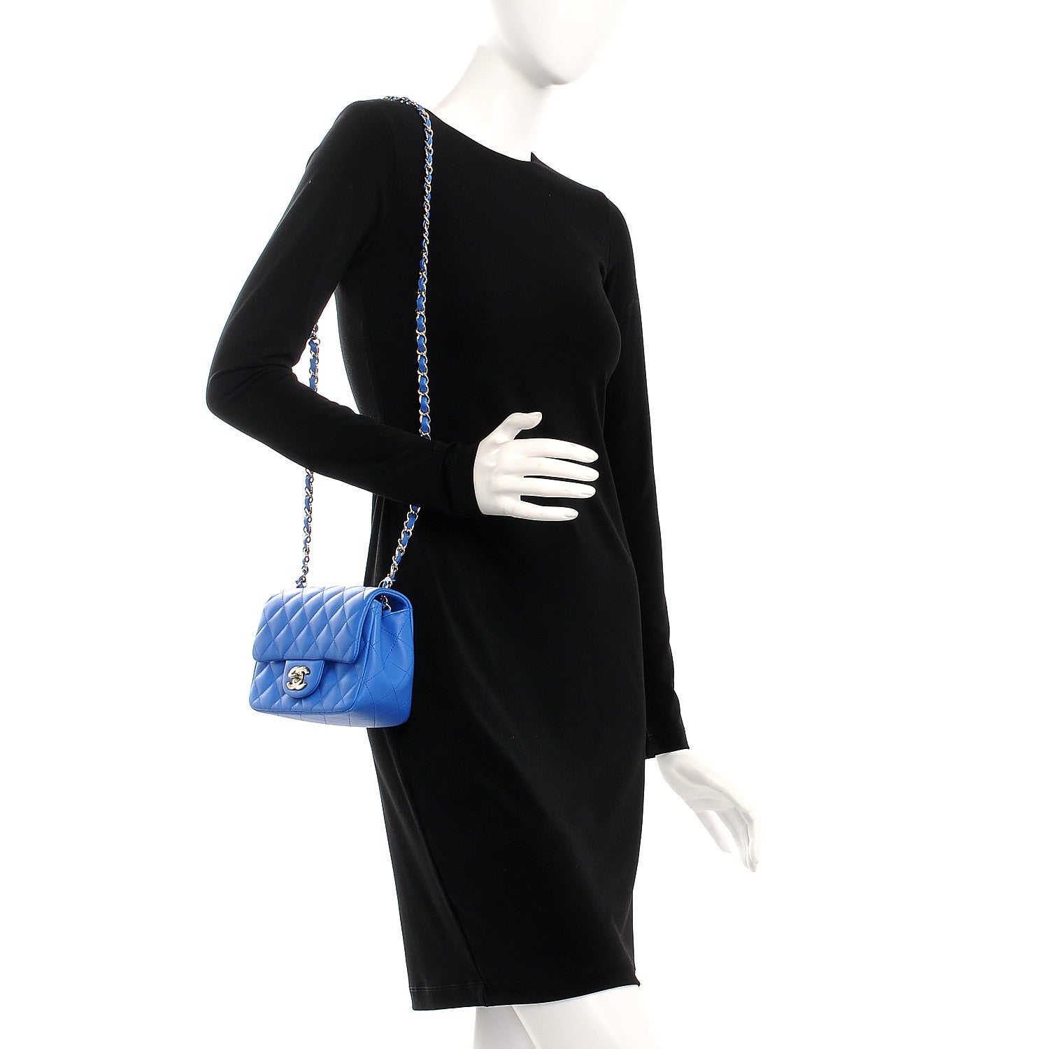 Chanel Lambskin Quilted Mini Square Flap Blue 2 of 8