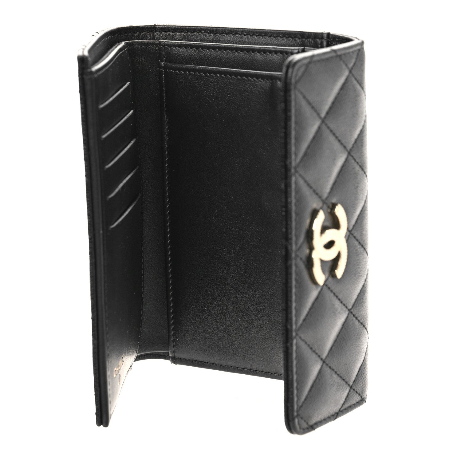 Chanel Caviar Quilted Studded CC Medium Flap Wallet Black 5 of 10