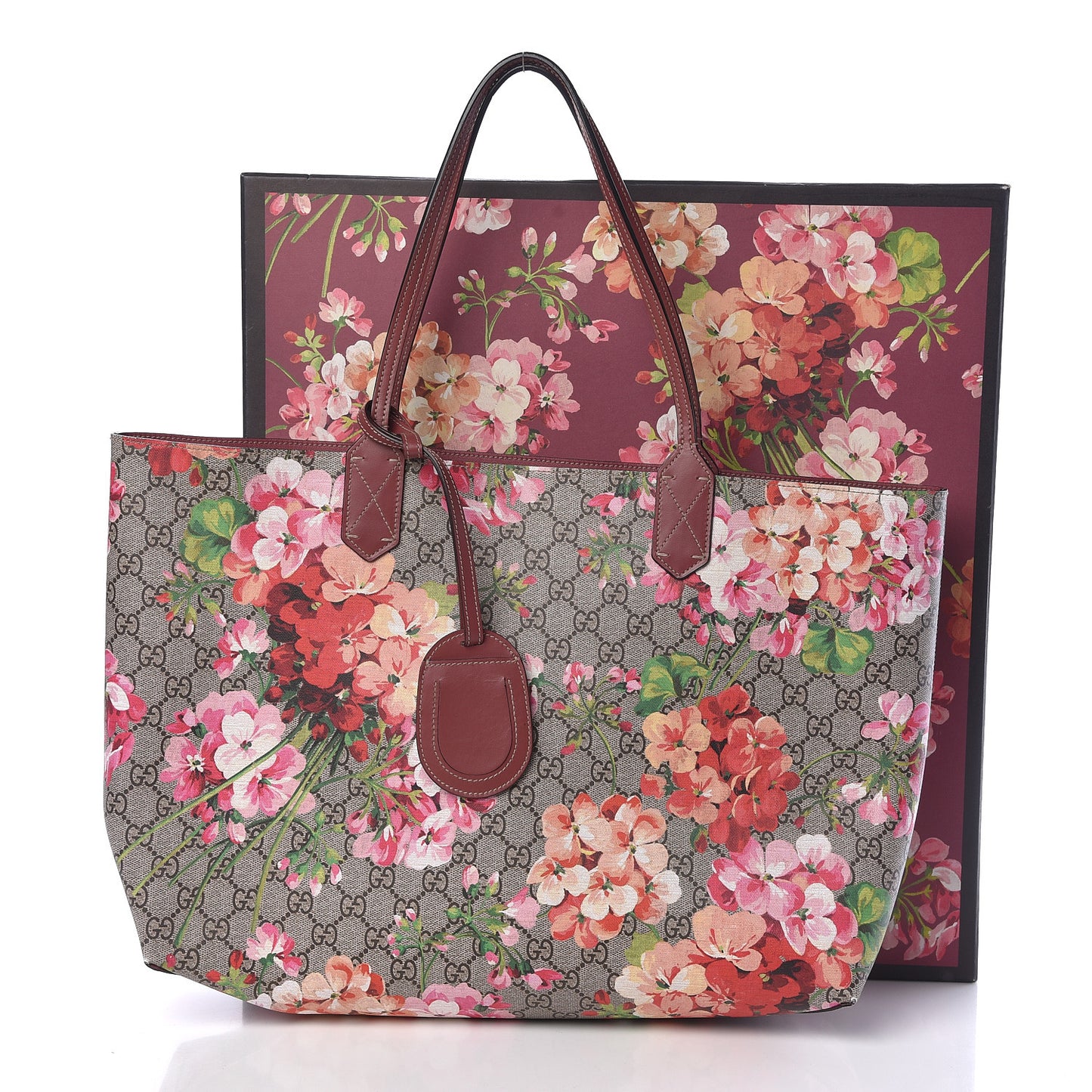 GG Supreme Monogram Blooms Medium Reversible Tote Beige Multicolor Dry Rose