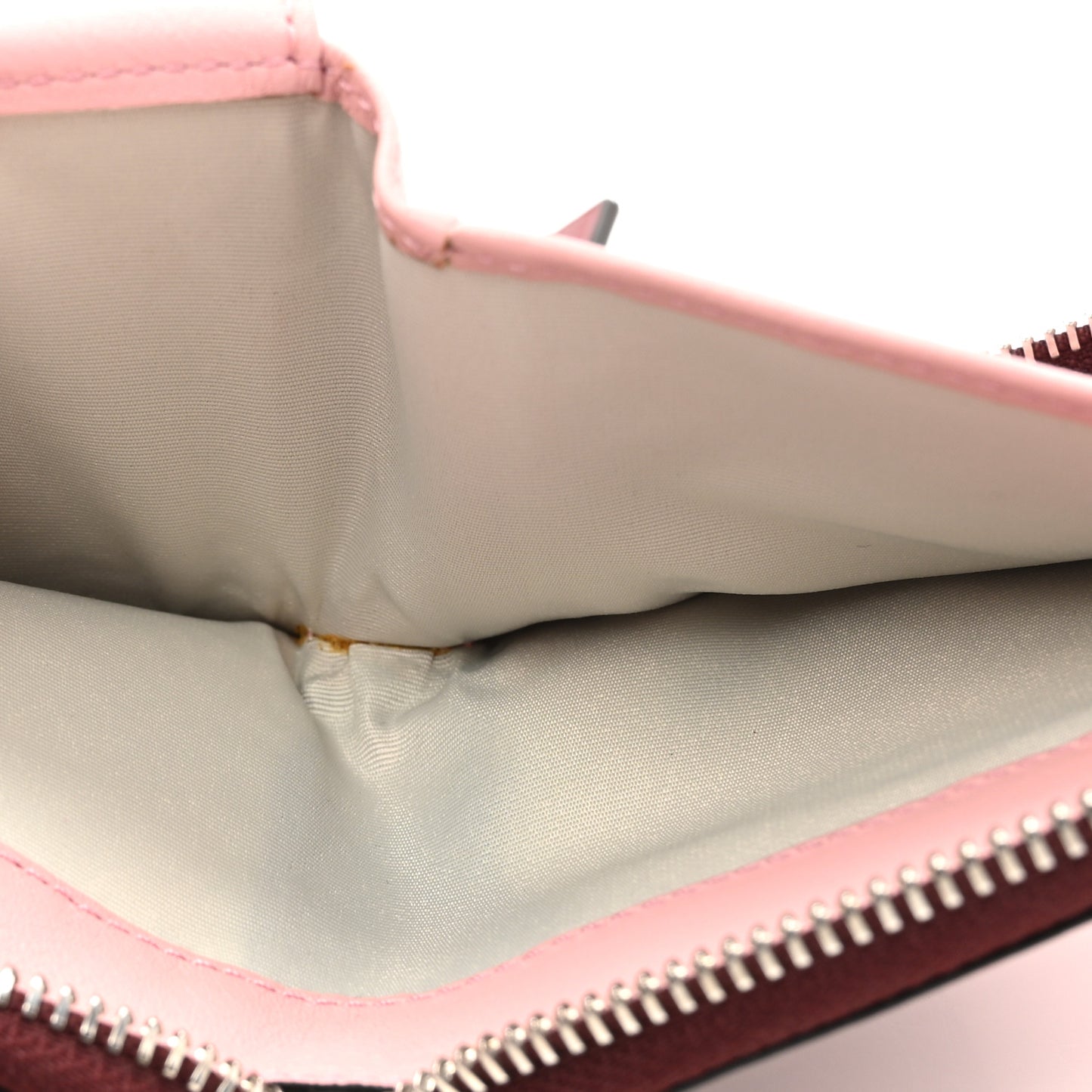 Calfskin Small Puzzle French Zip Around Wallet Wine Soft Pink