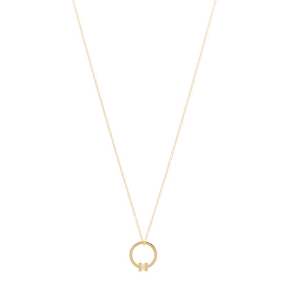 Tiffany 18K Yellow Gold Diamond T Baguette Pendant Necklace 1 of 6