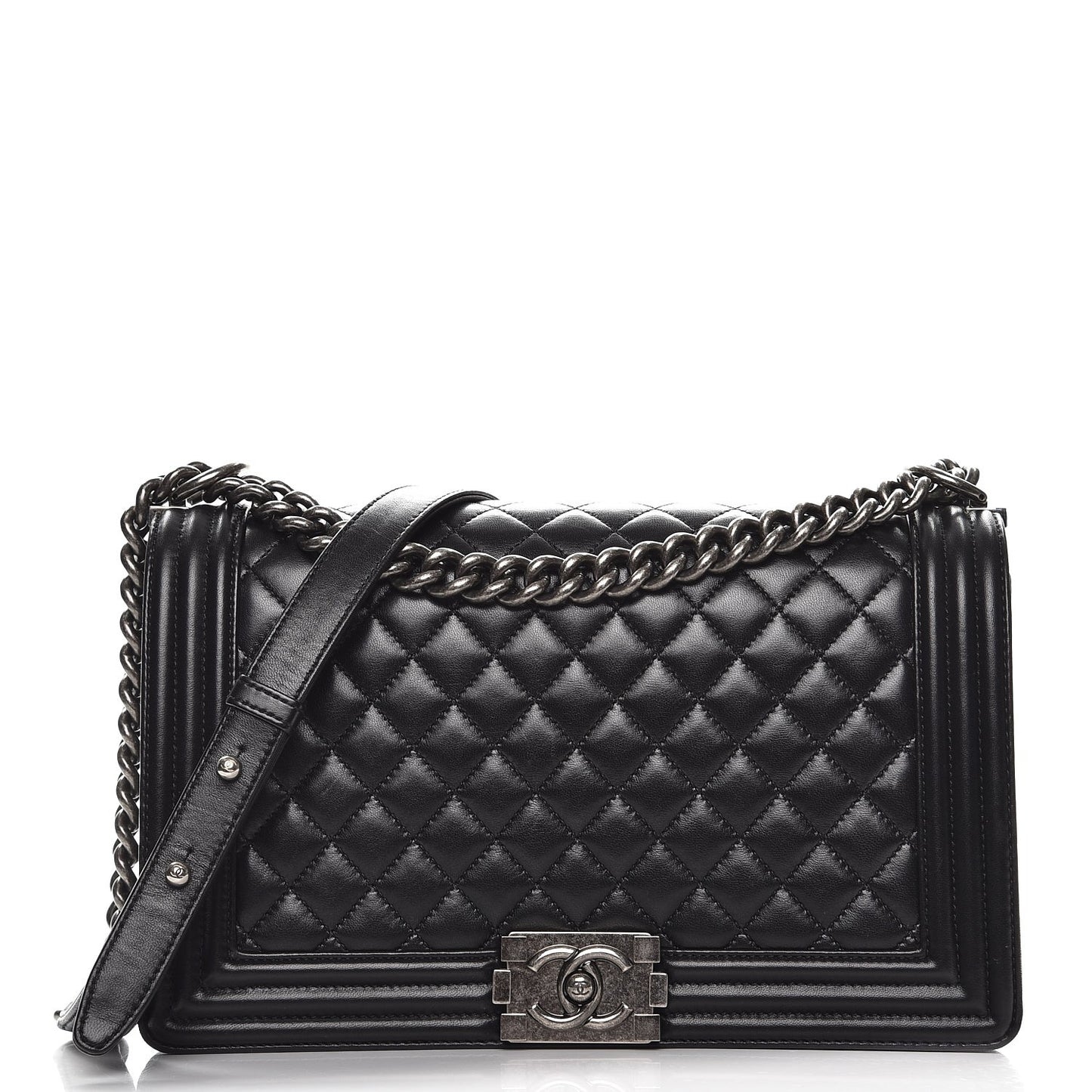 Lambskin Quilted New Medium Boy Flap Black
