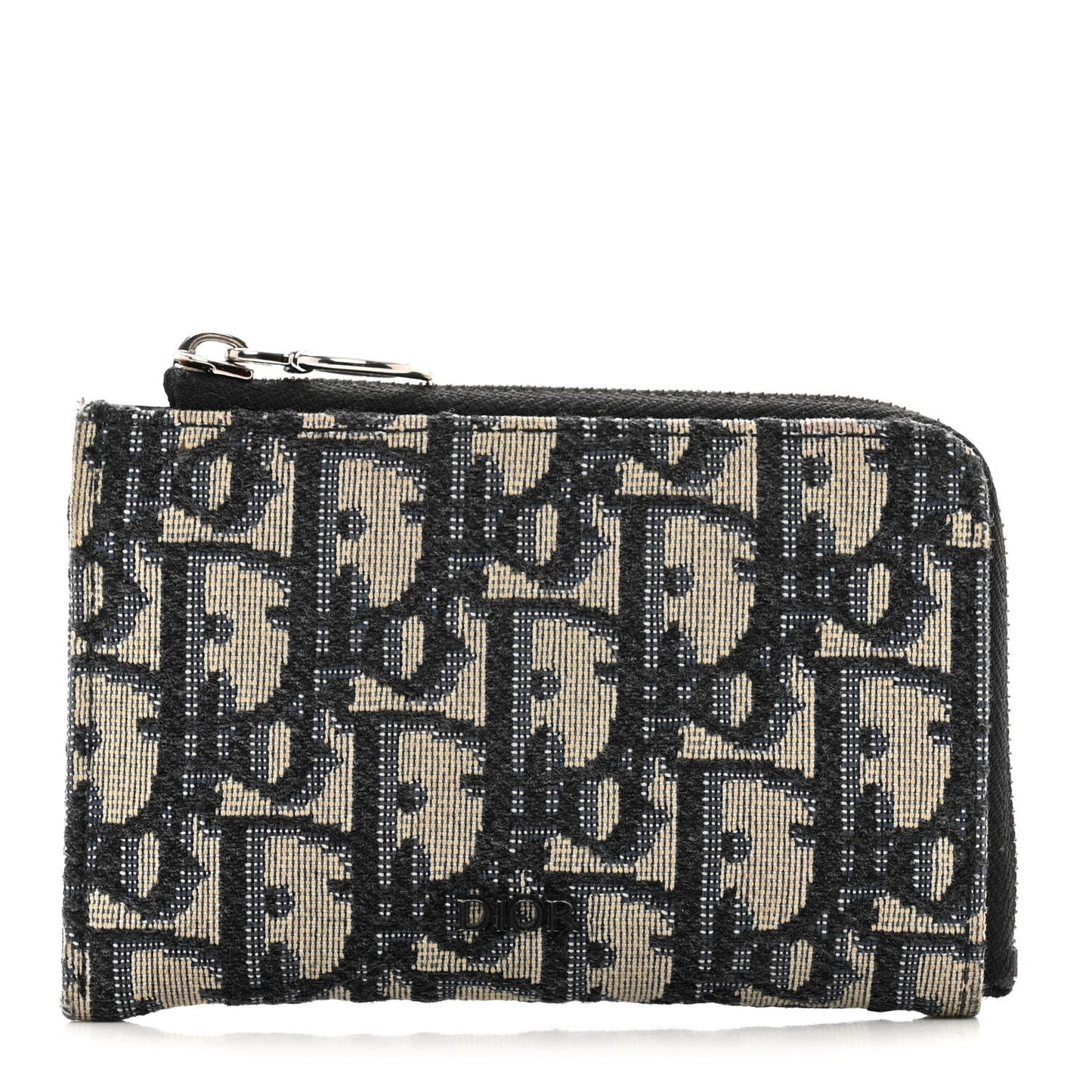 Oblique Zipped Card Holder Navy Blue