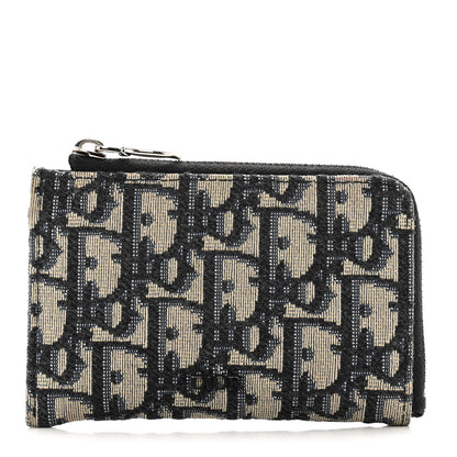 Christian Dior Oblique Zipped Card Holder Navy Blue 1 of 8