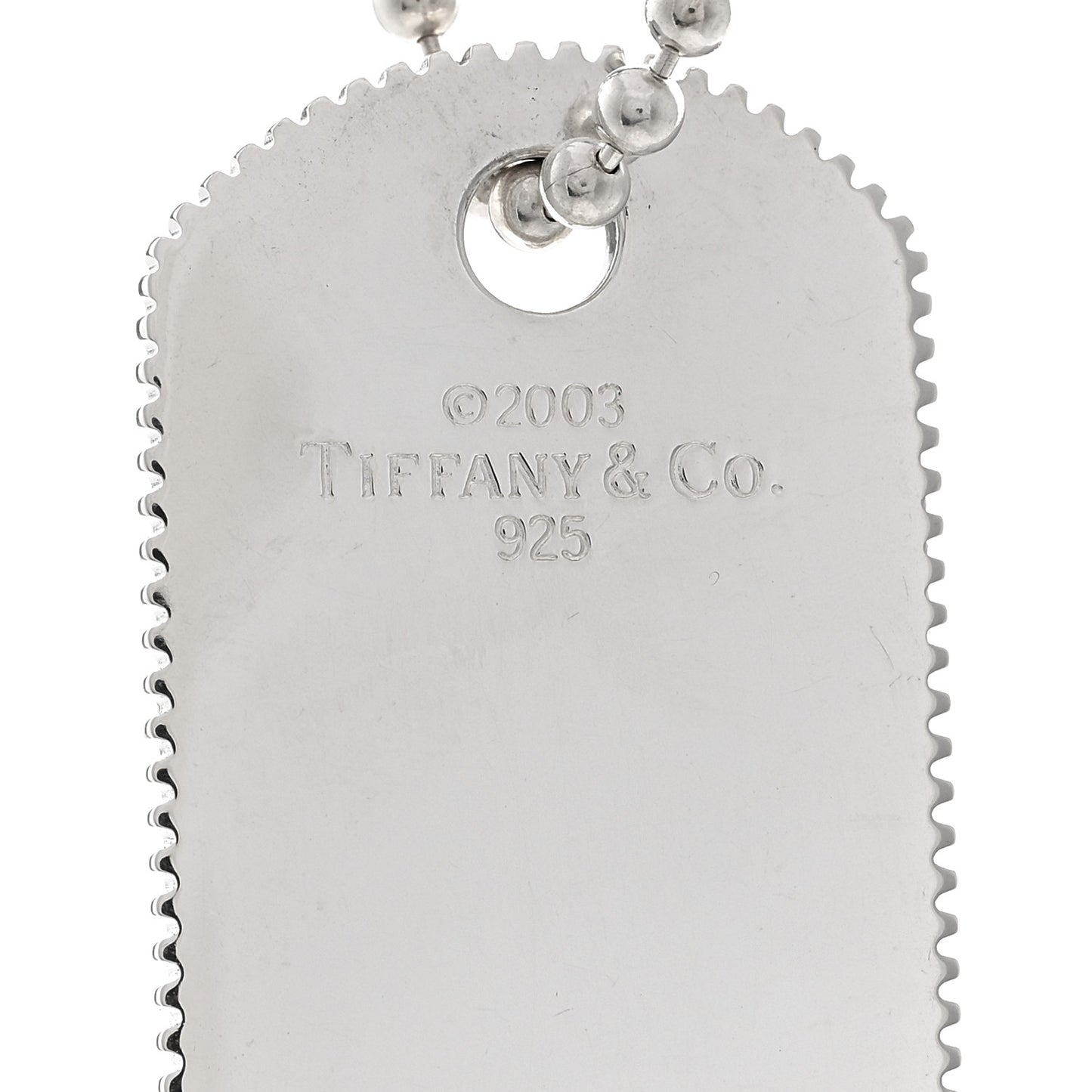 Sterling Silver Coin Edge Dog Tag Pendant Necklace