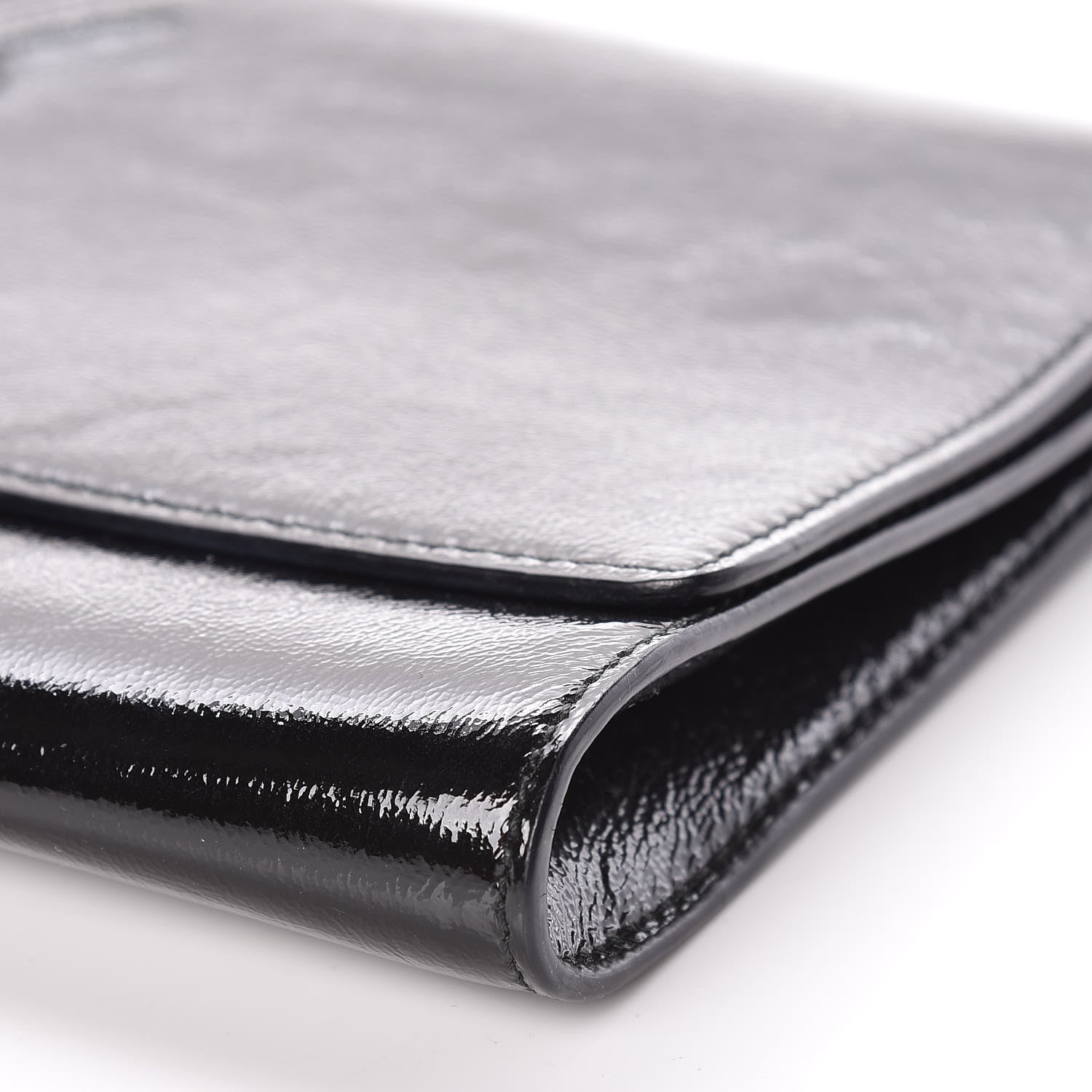 Saint Laurent Textured Patent Monogram Large Belle De Jour Clutch Black 9 of 9