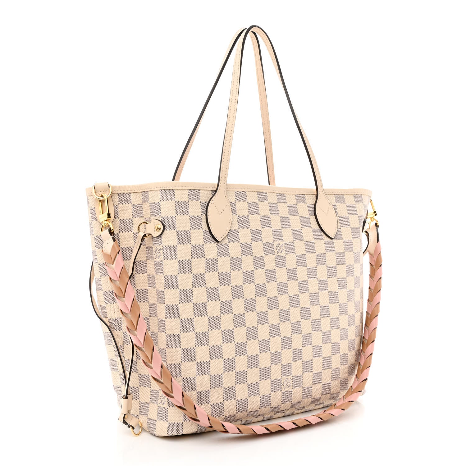 Louis Vuitton Damier Azur Braided Neverfull MM Pink 4 of 12