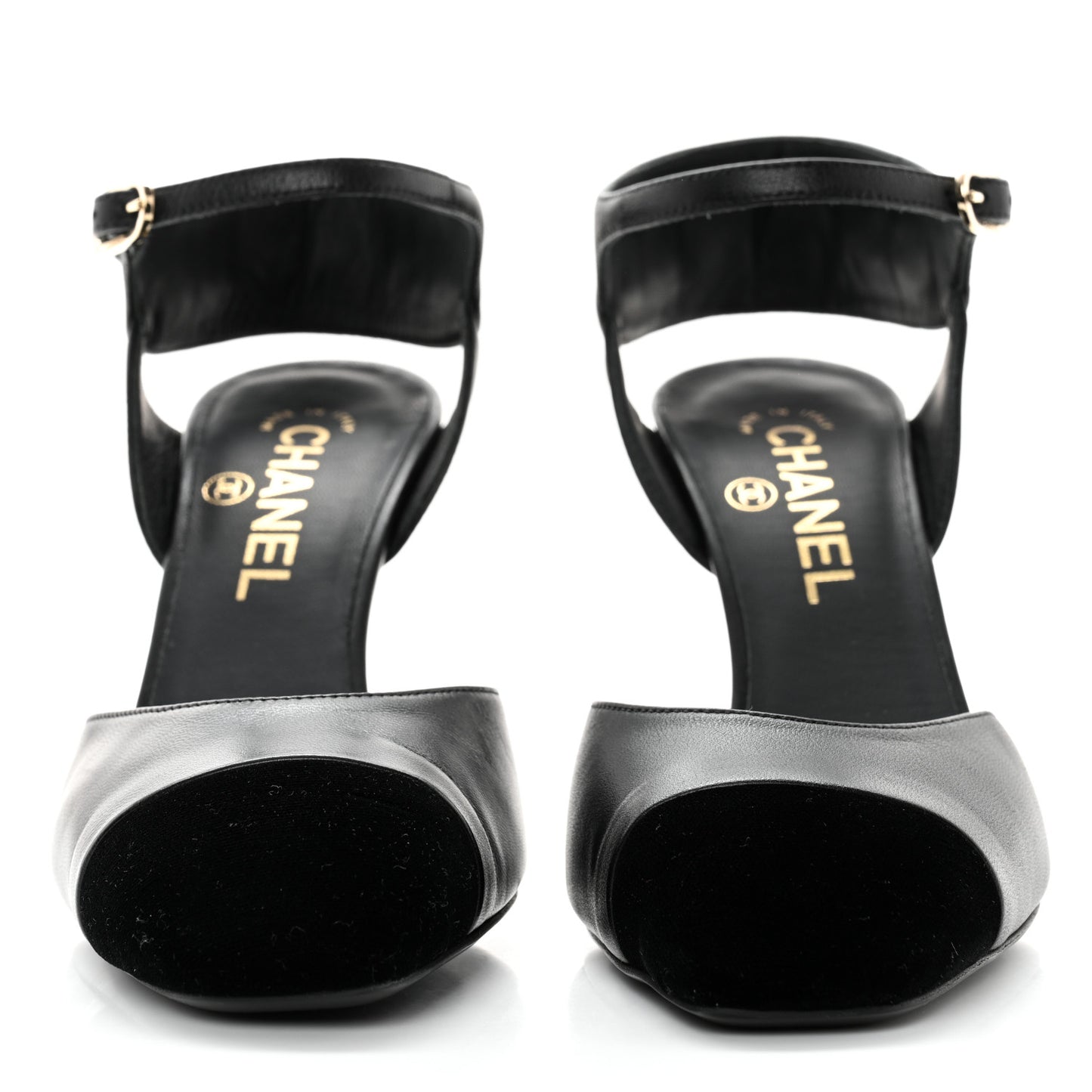 Lambskin Velvet Cap Toe Logo Pumps 37.5 Black