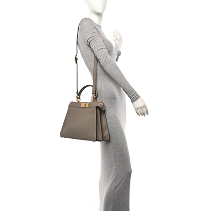 Fendi Vitello Seta Astrakan Intarsio Geometric Medium Peekaboo I SEE U Satchel Tortora 2 of 12