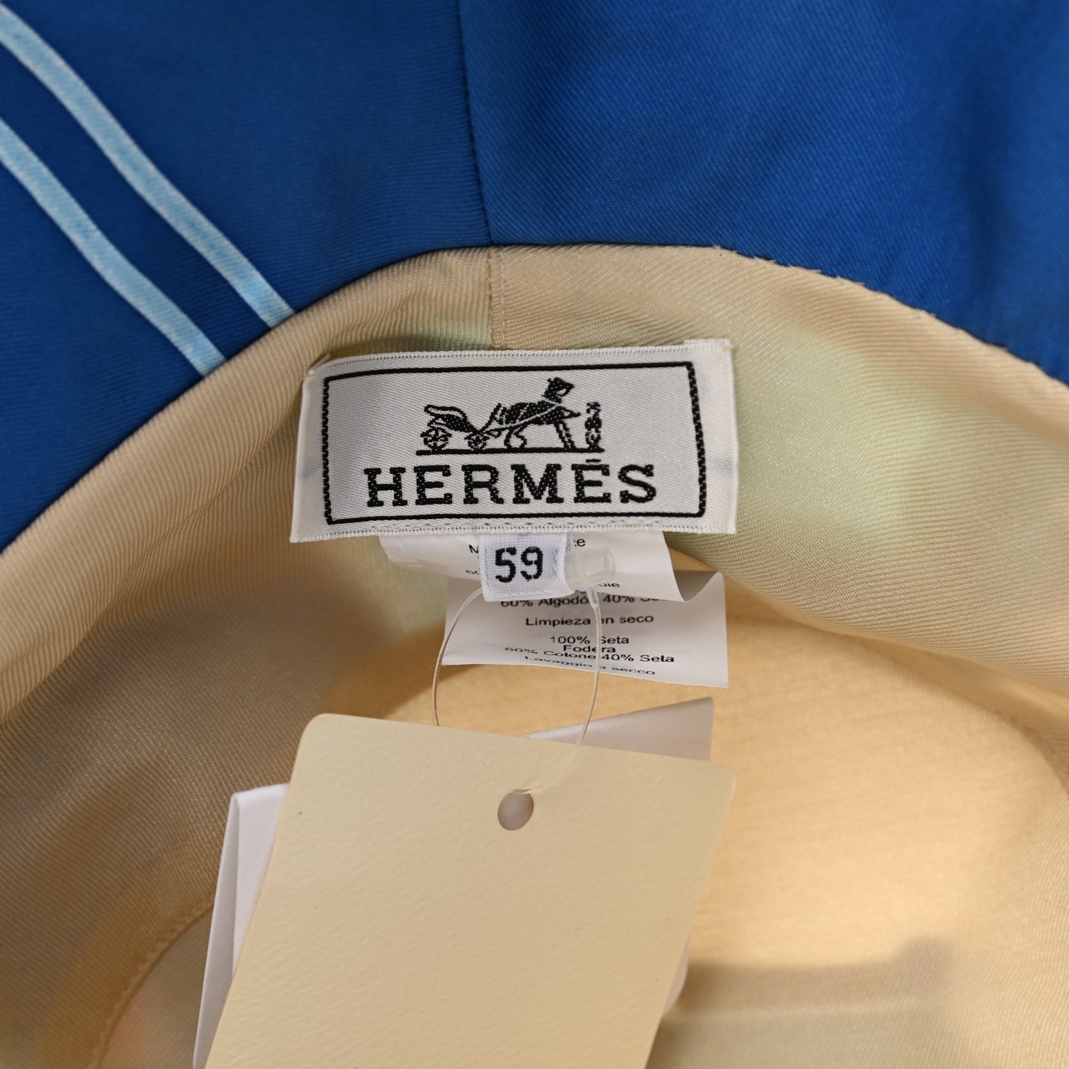 Hermes Silk Carla Patchwork Bucket Hat 59 Bleu 8 of 8