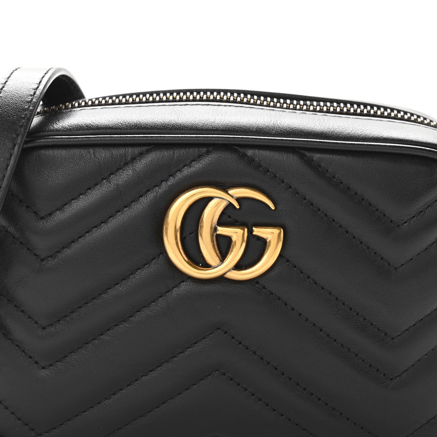 Calfskin Matelasse Mini GG Marmont Chain Shoulder Bag Black