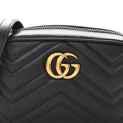 Gucci Calfskin Matelasse Mini GG Marmont Chain Shoulder Bag Black 8 of 10