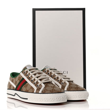 Gucci GG Monogram Web Womens 1977 Tennis Sneakers 39.5 Beige Ebony Mystic White 8 of 8