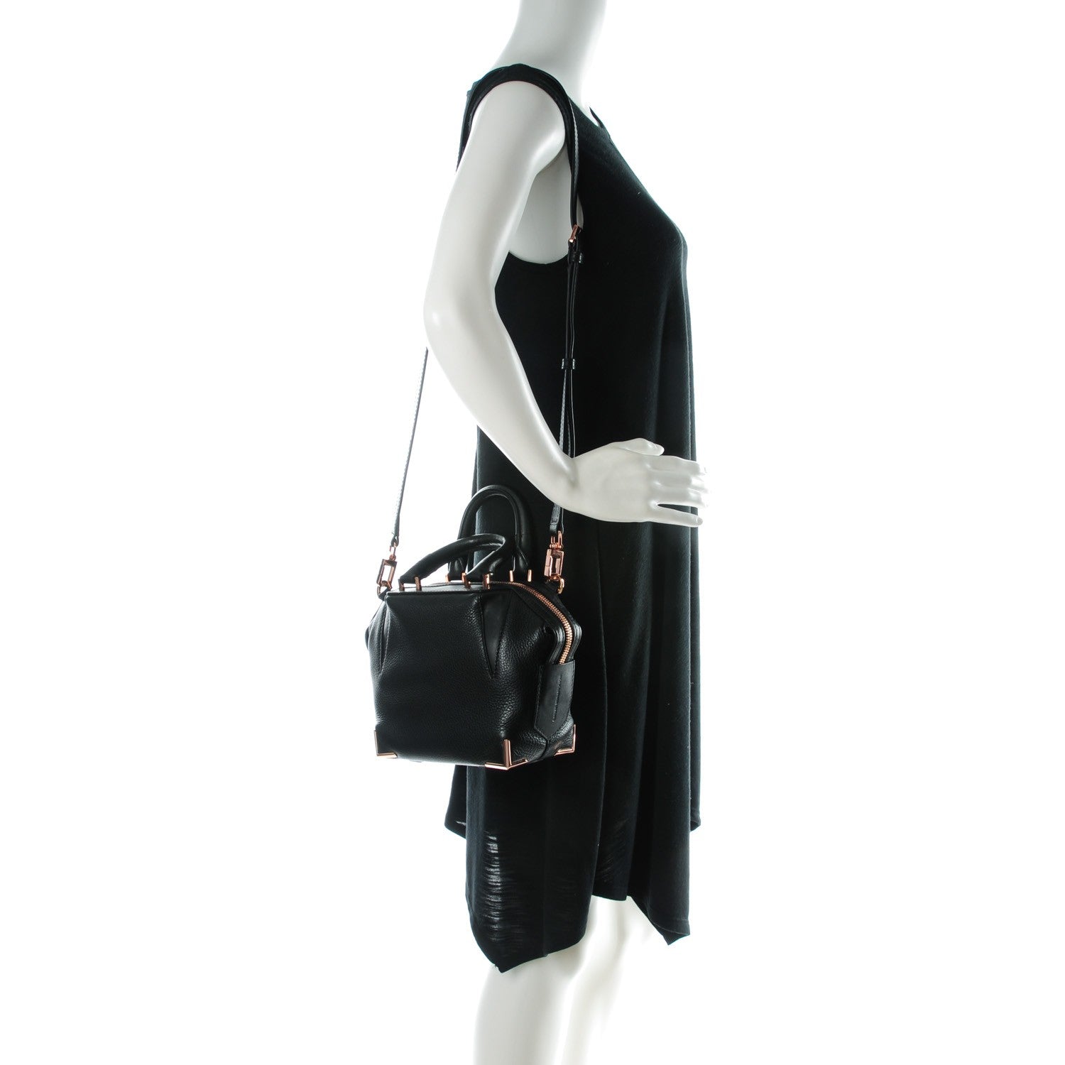 Alexander Wang Pebbled Calfskin Mini Emile Black Rose Gold Hardware 2 of 7