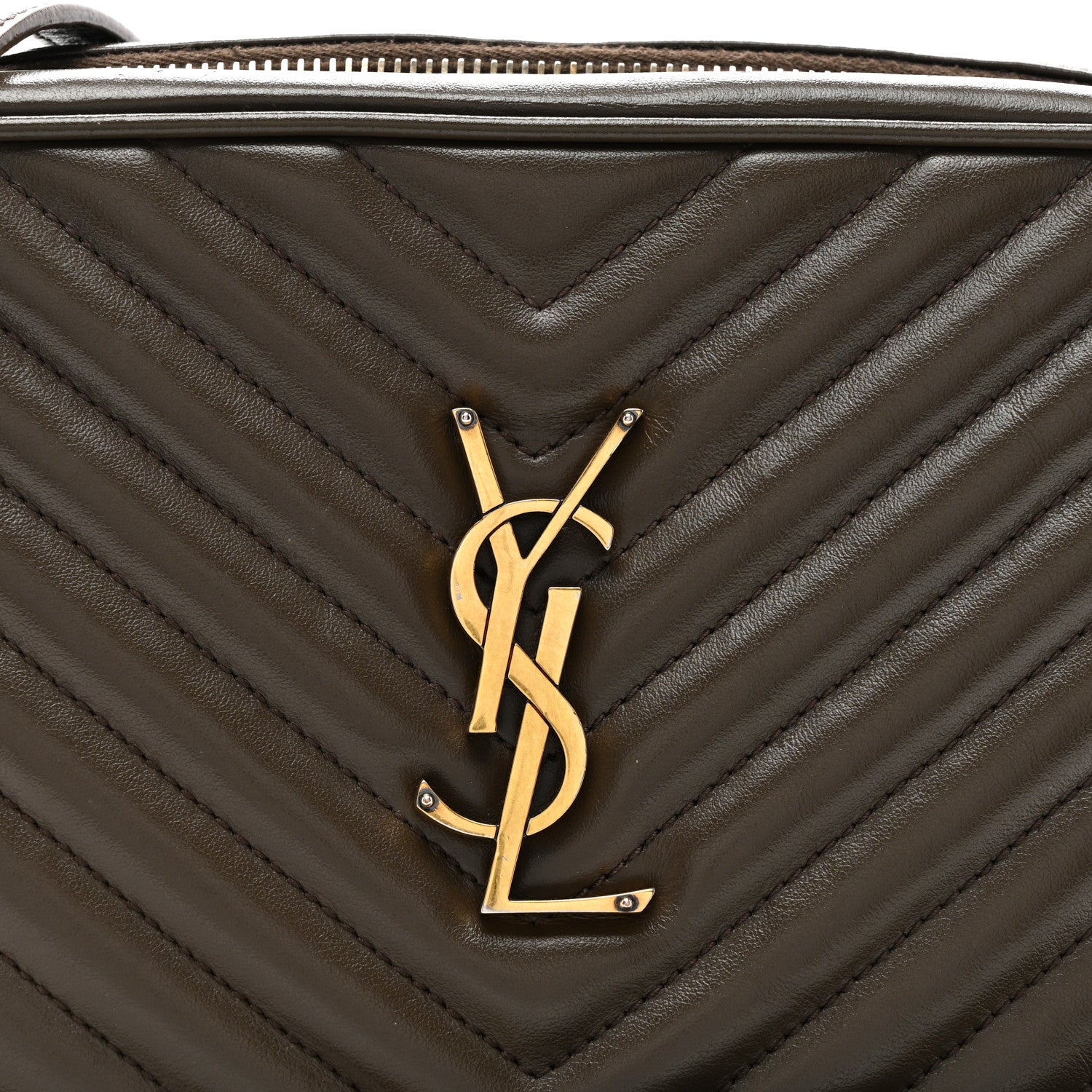 Saint Laurent Calfskin Matelasse Monogram Lou Camera Bag Military Olive 8 of 15
