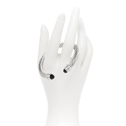 David Yurman Sterling Silver Diamond Black Onyx 7mm Cable Classics Crossover Bracelet 2 of 4