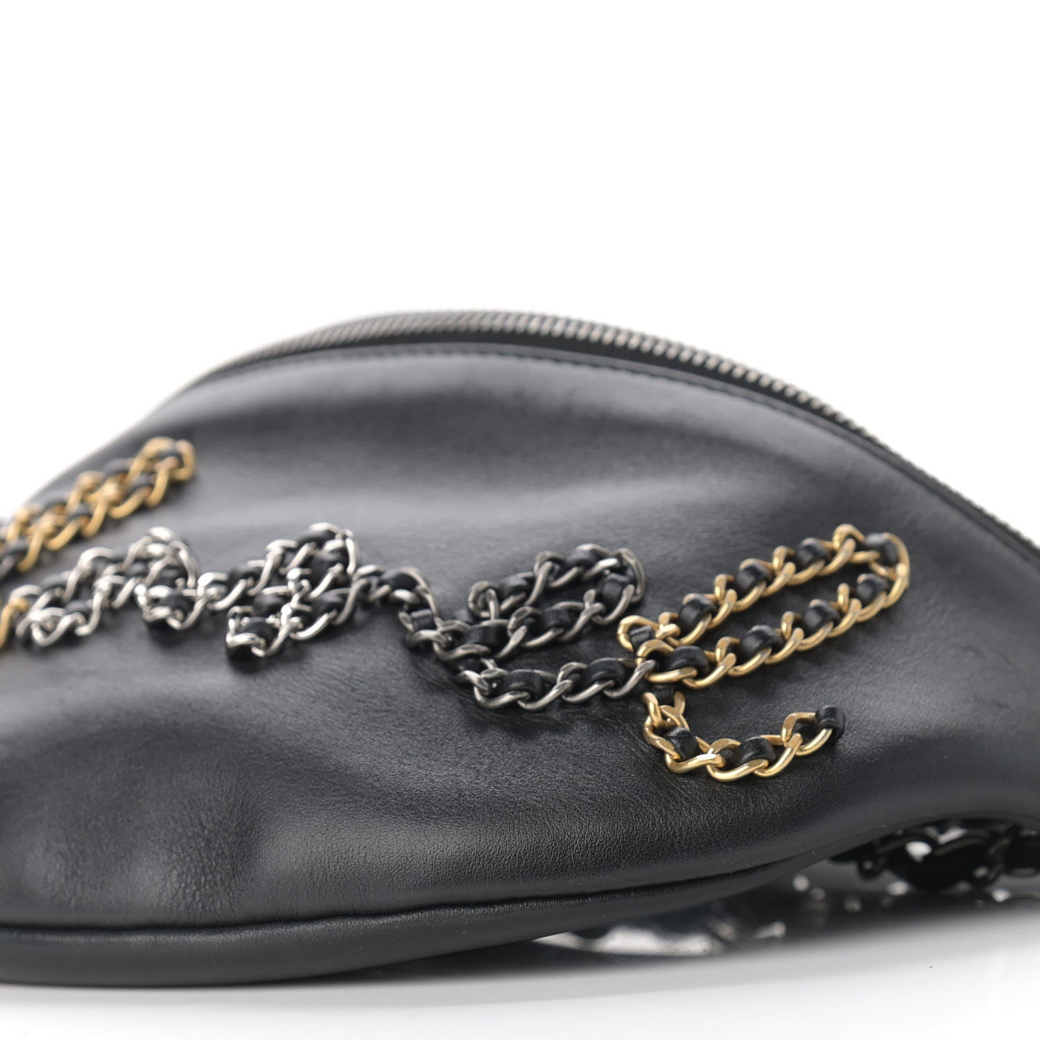 Chanel Calfskin Chain 20s Signe Waist Bag Black 9 of 10