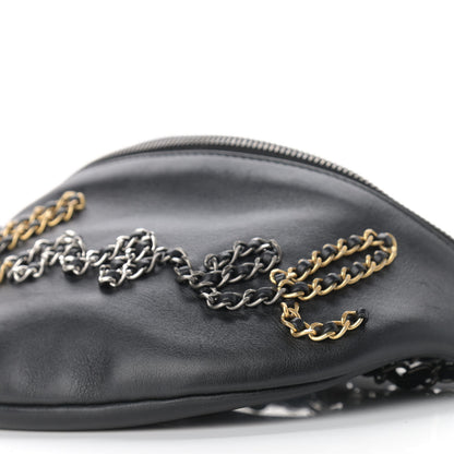 Chanel Calfskin Chain 20s Signe Waist Bag Black 9 of 10