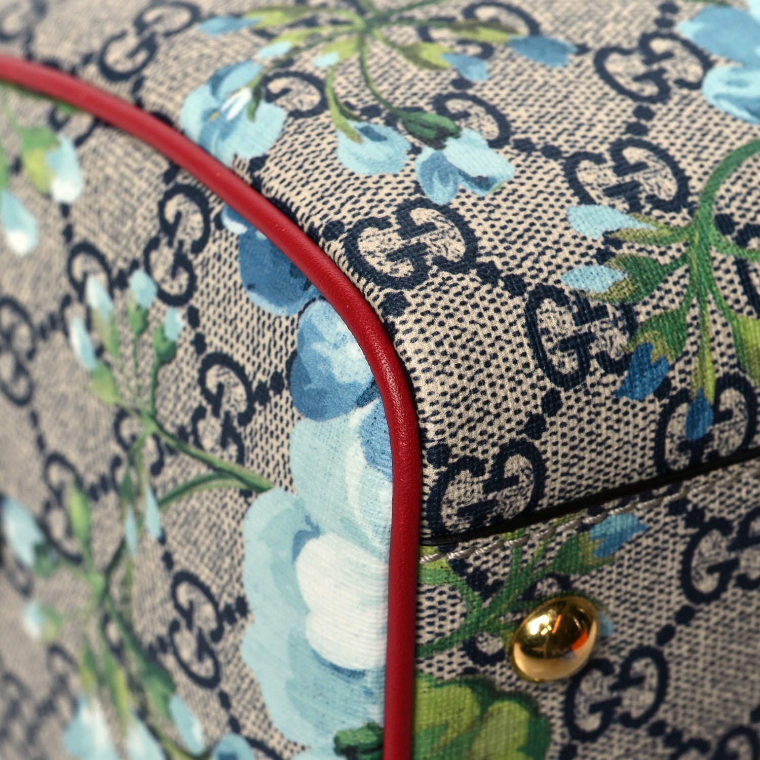 Gucci GG Supreme Monogram Blooms Small Boston Beige Blue Navy Hibiscus Red 11 of 12