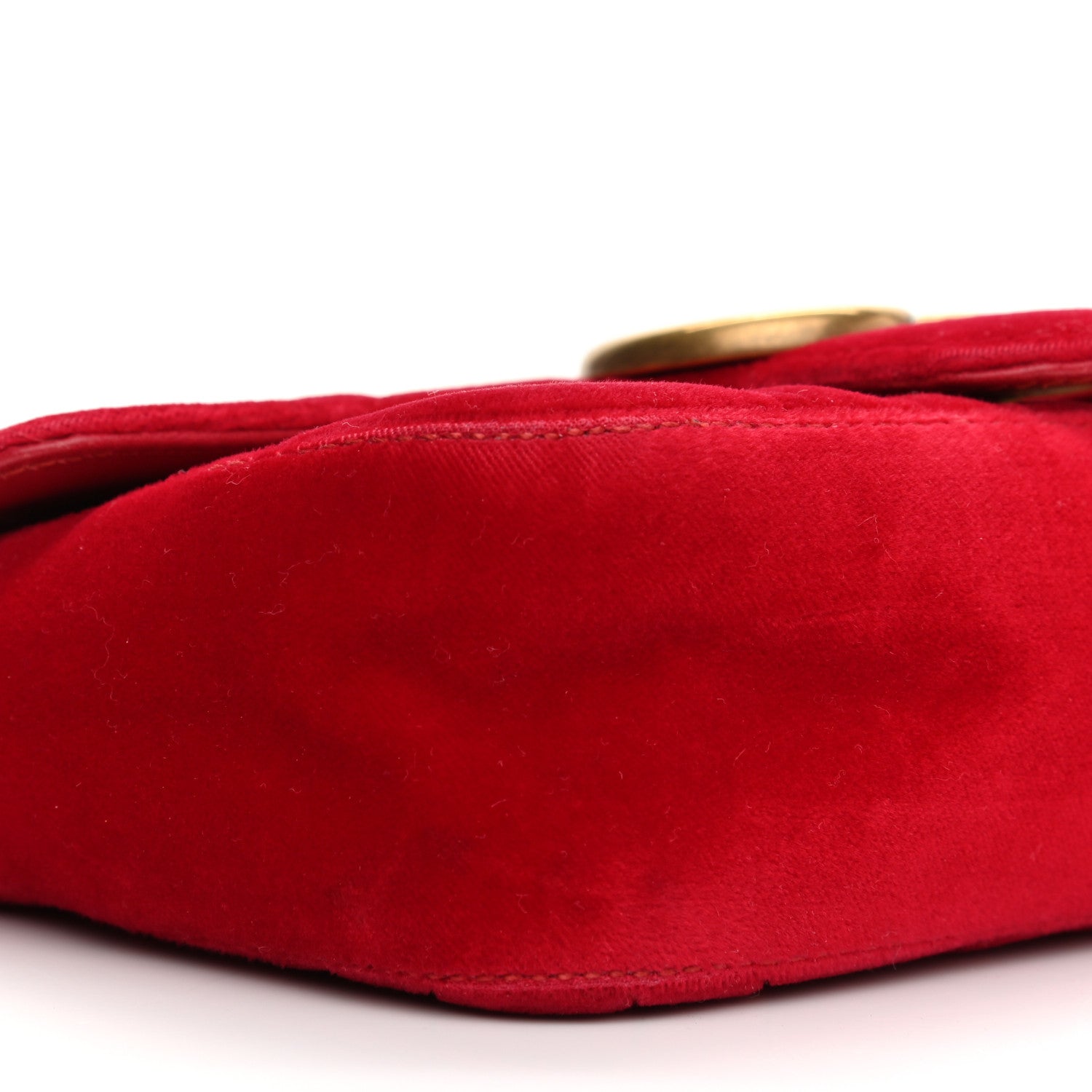 Gucci Velvet Matelasse Mini GG Marmont Shoulder Bag Hibiscus Red 10 of 10