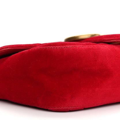 Gucci Velvet Matelasse Mini GG Marmont Shoulder Bag Hibiscus Red 10 of 10