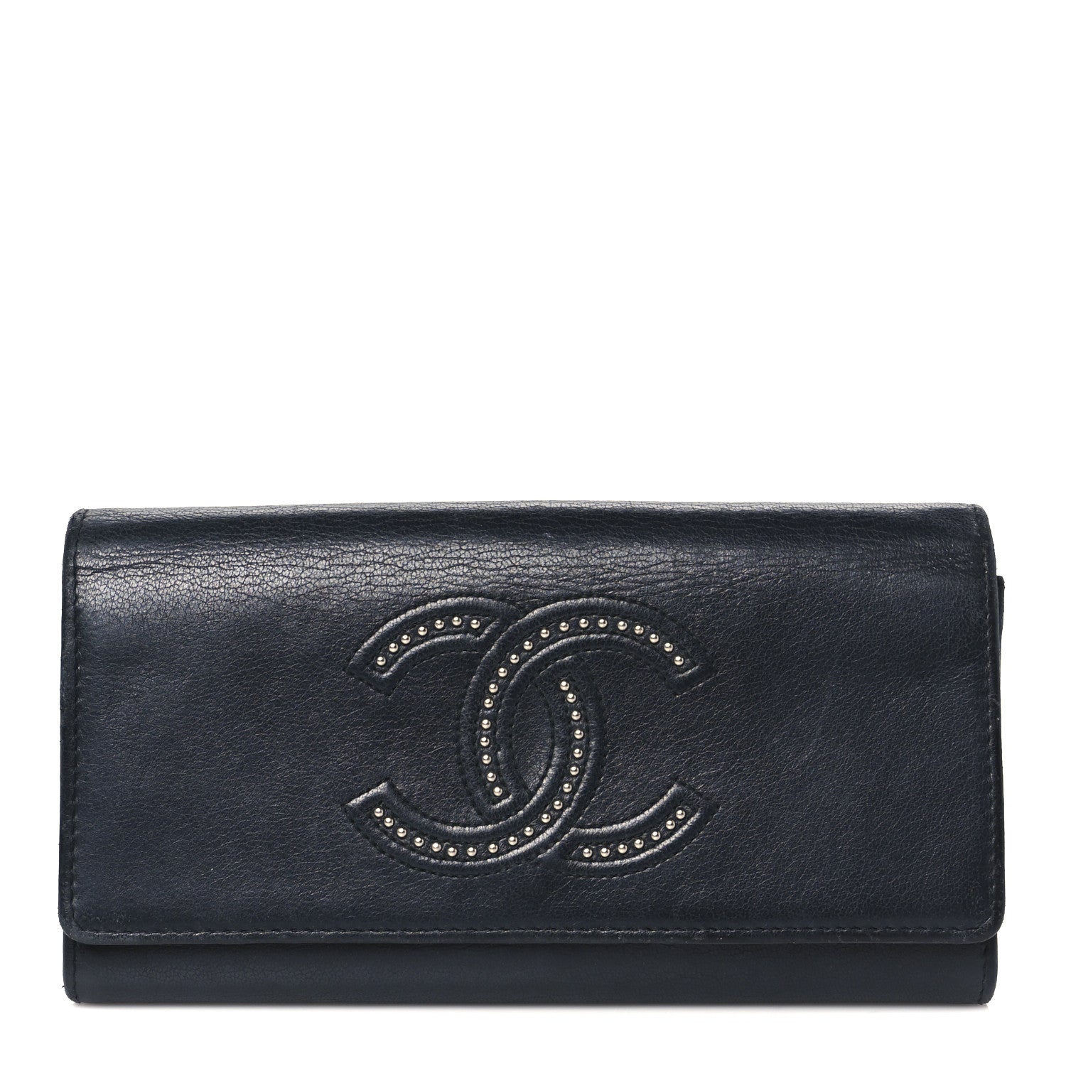 Chanel Lambskin Studded CC Flap Wallet Black 1 of 10