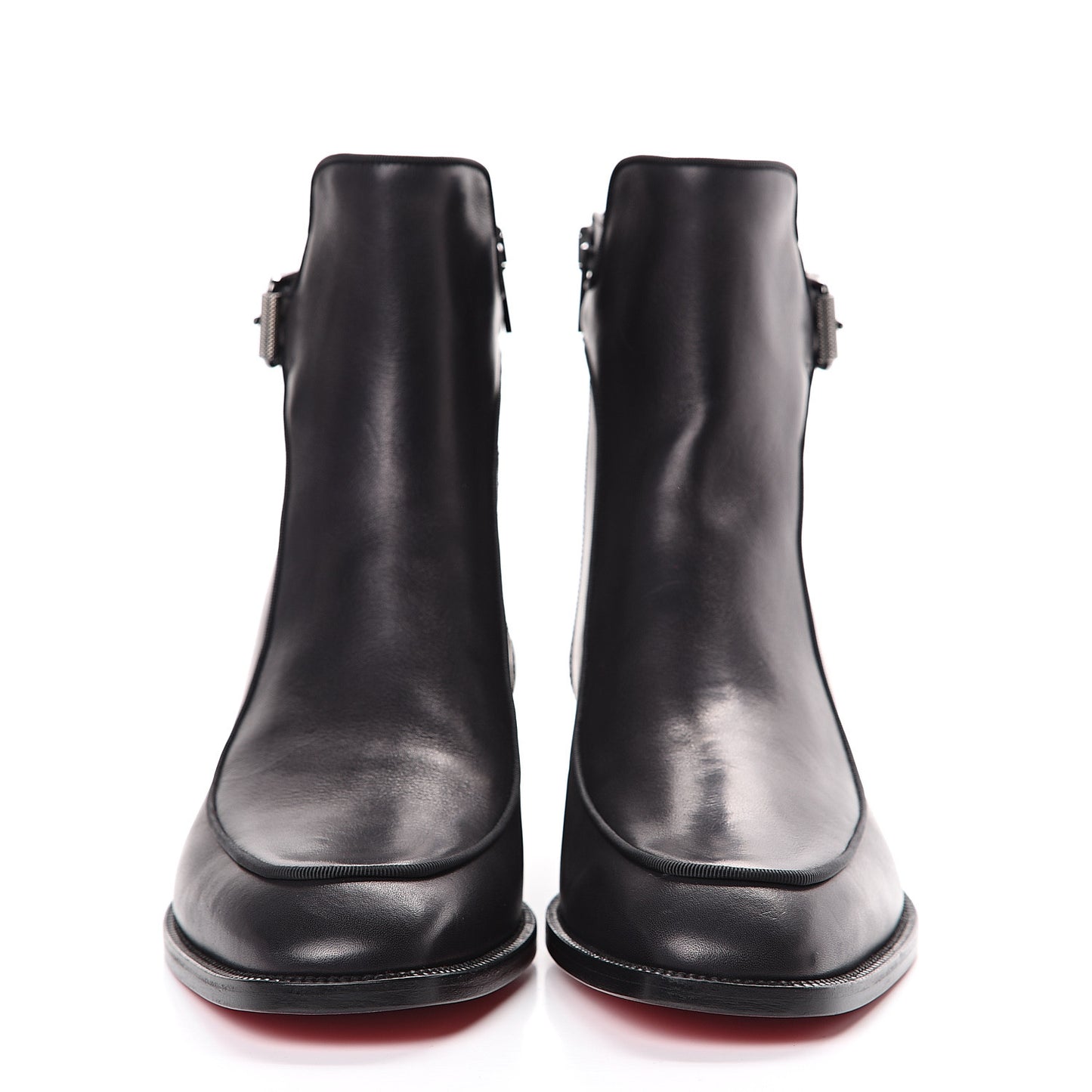 Calfskin Ecritoir Flat Ankle Boots 39 Black
