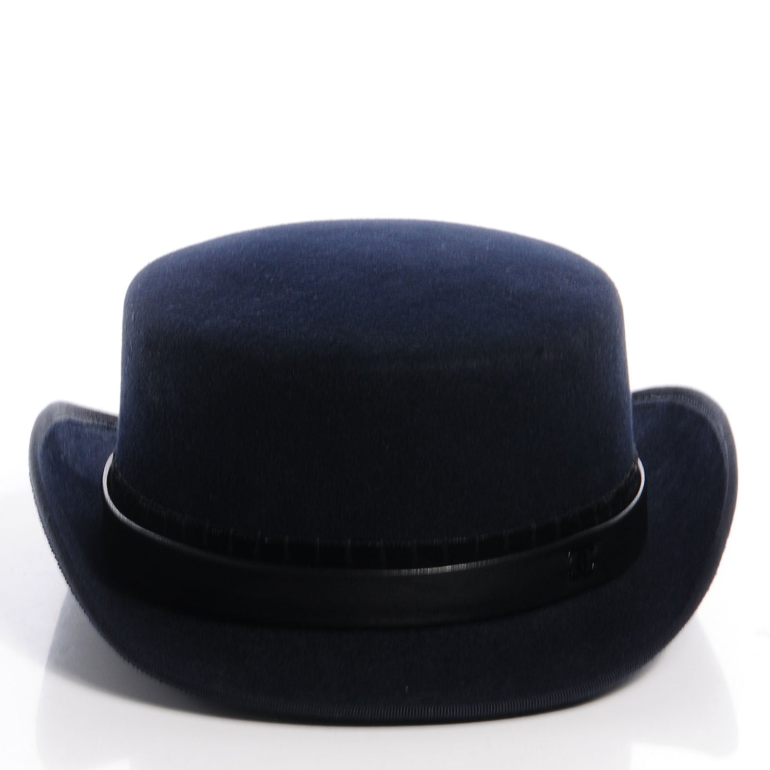 Chanel Rabbit Fur Felt Lambskin Ribbon Paris Dallas Hat Small Navy 3 of 7