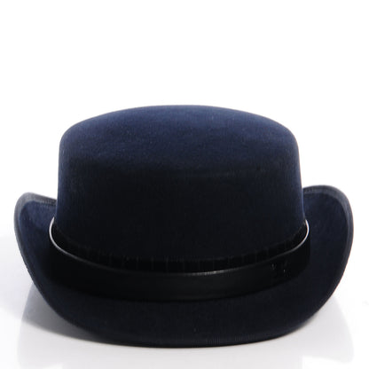 Chanel Rabbit Fur Felt Lambskin Ribbon Paris Dallas Hat Small Navy 3 of 7