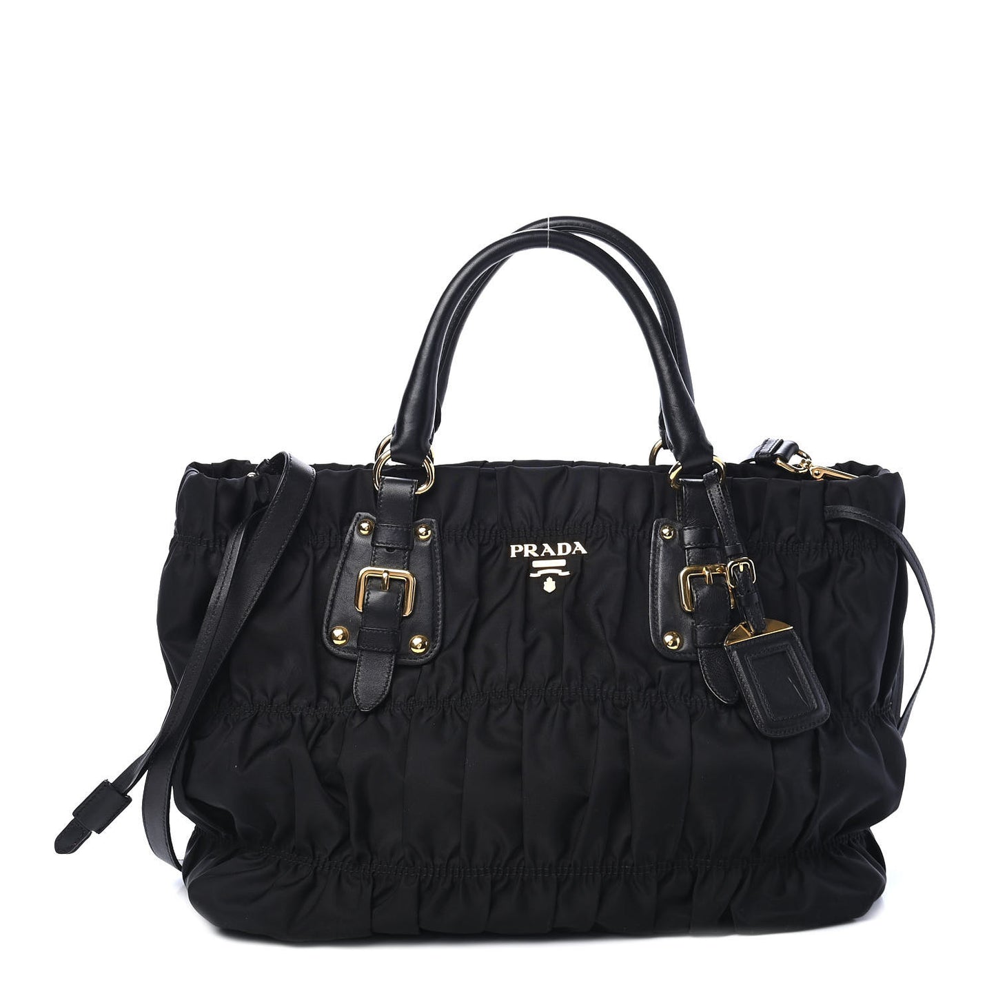 Tessuto Nylon Nappa Gaufre Shopping Satchel Black