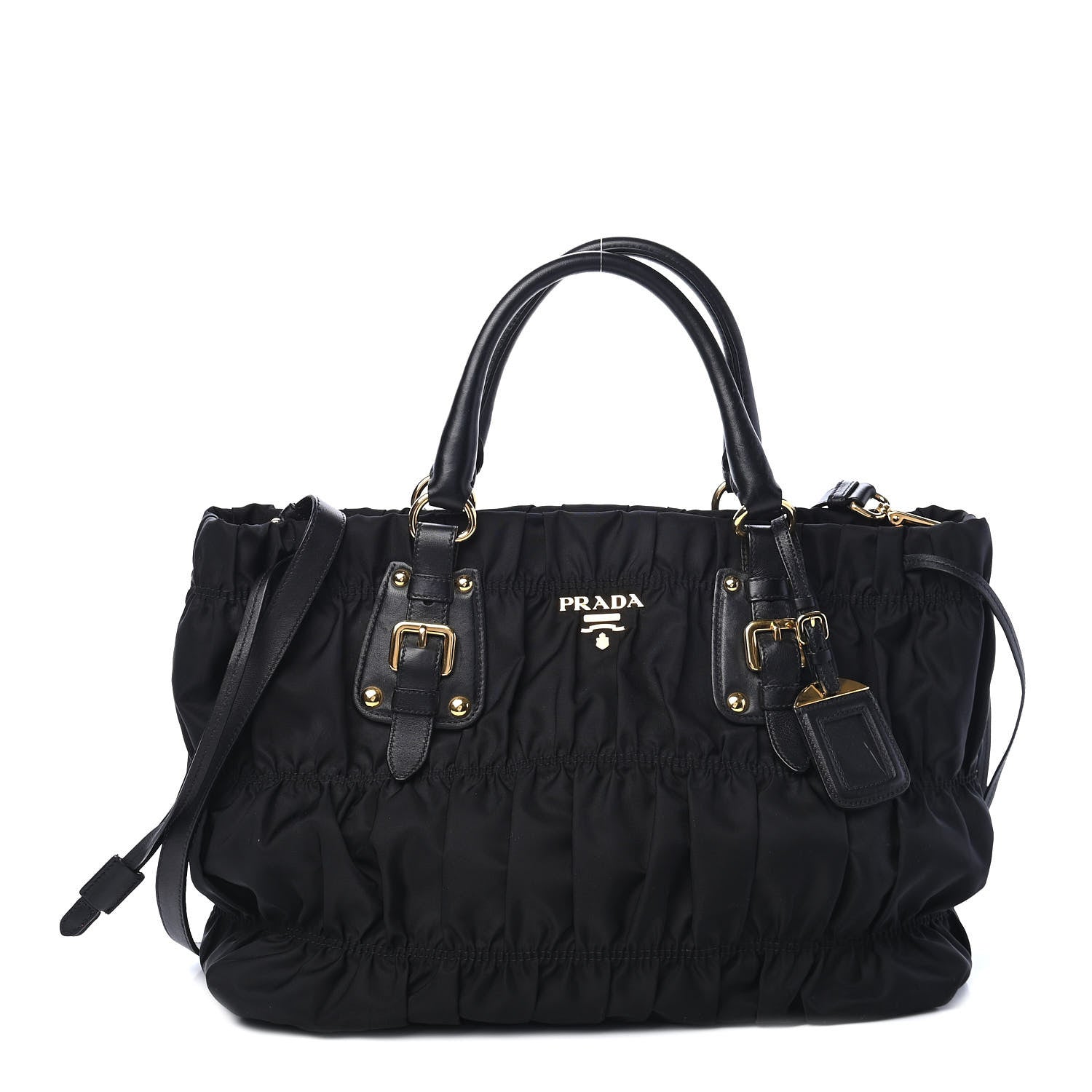 Prada Tessuto Nylon Nappa Gaufre Shopping Satchel Black 1 of 9